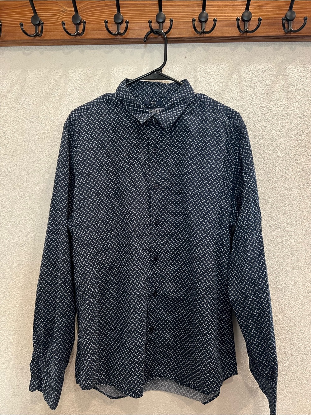 American Rag Navy Geometric Print Button-Down Shirt